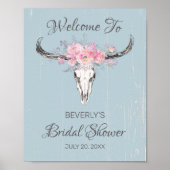 Rustikales Brautparty Kuh Skull Boho Floral Willko Poster (Vorne)