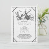 Rustikales Brautparty lädt mit Hirsch ein Einladung (Stehend Vorderseite)