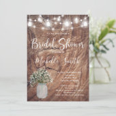 Rustikales Brautparty, Mason Jar, Babys Breath Jar Einladung (Stehend Vorderseite)