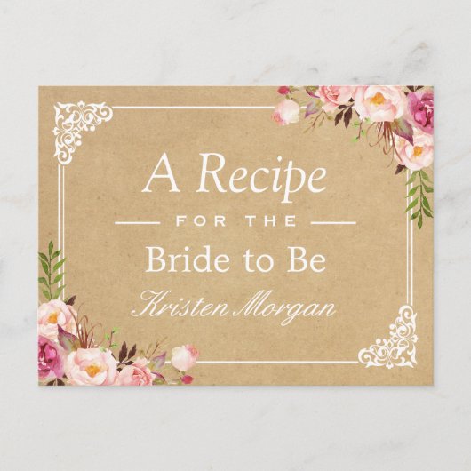 Rustikales Brautparty mit floralen Rahmen Postkarte (Vorderseite)