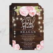 Rustikales Brautparty mit Holzzeichenbeleuchtung Einladung (Vorne/Hinten)