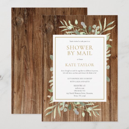 Rustikales Brautparty mit Mail Greenery Einladung (Vorne/Hinten)