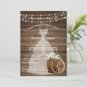 Rustikales Brautparty mit weißer Blüte Einladung (Stehend Vorderseite)