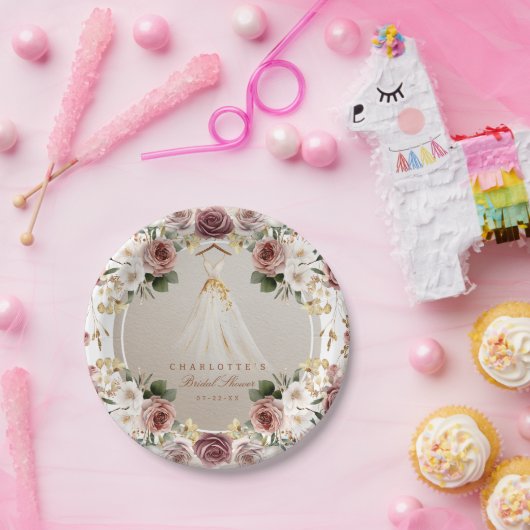 Rustikales Brautparty Papier Teller (Party)