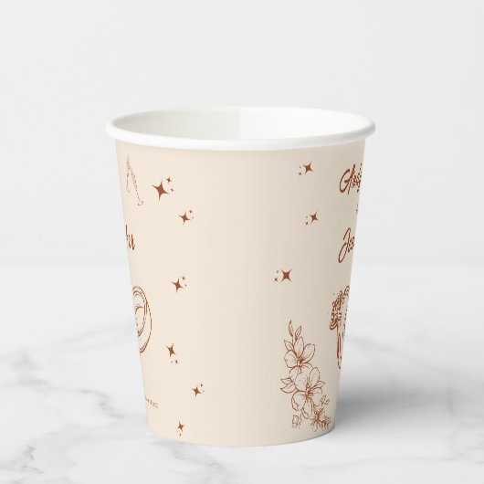 Rustikales Brautparty Pappbecher (Links)