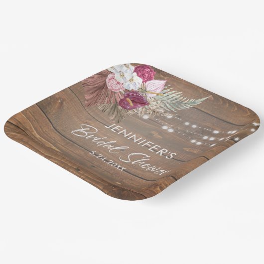 Rustikales Brautparty Pappteller (Gewinkelt)