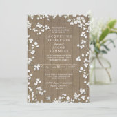 Rustikales Brautparty Party Gipskraut Kranz Einladung (Stehend Vorderseite)