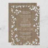 Rustikales Brautparty Party Gipskraut Kranz Einladung (Vorne/Hinten)