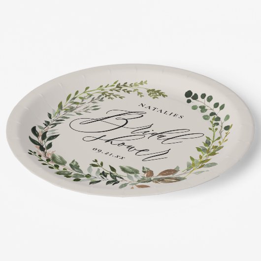 Rustikales Brautparty-Party Pappteller (Schrägansicht)