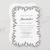 Rustikales Brautparty Schwarz-Weiß-Blätter Grenzen Einladung (Vorne/Hinten)