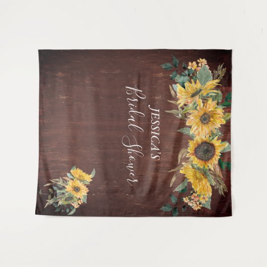 Rustikales Brautparty Sonnenblumen Wandteppich (Vorderseite (Horizontal))