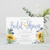 Rustikales Brautparty Sonnenblumen Wildblume Einladung (Stehend Vorderseite)