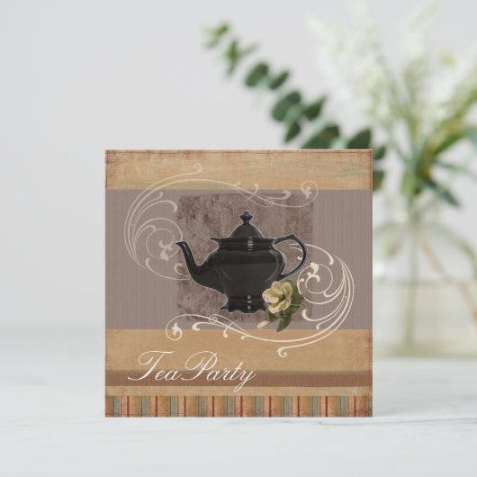 Rustikales Brautparty Tee Party Einladung (Stehend Vorderseite)