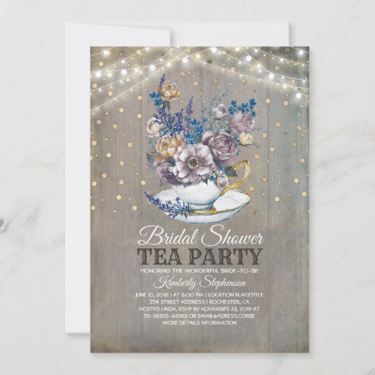 Rustikales Brautparty Tee Party Einladung (Vorderseite)