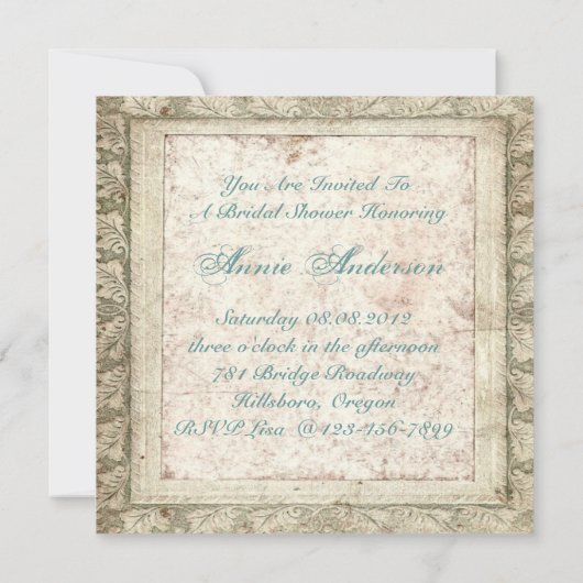 Rustikales Brautparty Tee Party Einladung (Rückseite)