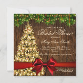 Rustikales Brautparty Tree & Red Ribbon Einladung (Vorderseite)