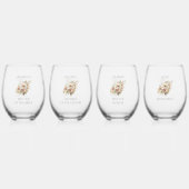 Rustikales Brautparty und Hochzeitsfeier Weinglas Ohne Stiel (Vorderseite)