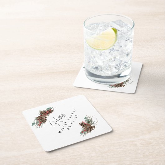 Rustikales Brautparty Untersetzer | Kariert & Pine (Vor Ort)