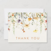 Rustikales Brautparty Wildblume Dankeskarte (Vorderseite)