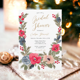 Rustikales Brautparty Winter Floral Einladung