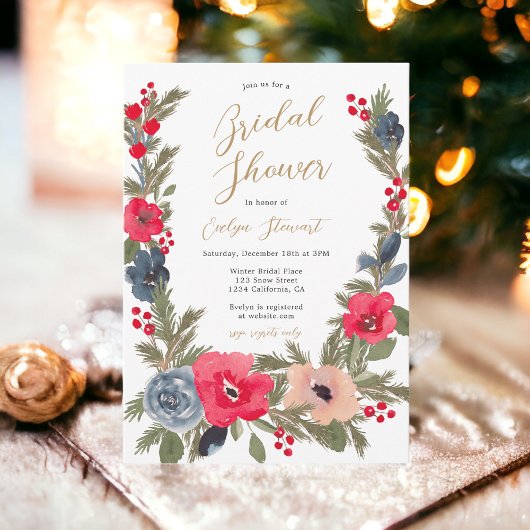 Rustikales Brautparty Winter Floral Einladung