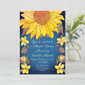 Rustikales Brautparty zur Hochzeit von Sonnenblume Einladung (Stehend Vorderseite)