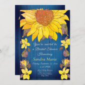 Rustikales Brautparty zur Hochzeit von Sonnenblume Einladung (Vorne/Hinten)