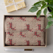 Rustikales Brawn Burlap Karierte Landschaft Hirsch Seidenpapier (Geschenk)