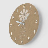 Rustikales Brawn Kraft Farm Windmill Country Moder Große Wanduhr (Winkel)