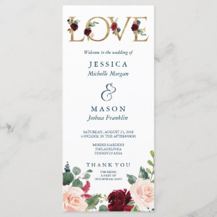 Rustikales Breezy-Burgund-Hochzeit im Herbst-Progr Programm