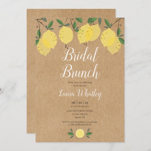 Rustikales Bridal Brunch Brautparty Einladung (Vorne/Hinten)