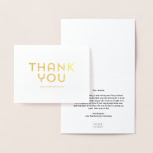 Rustikales Briefgeschäft Danke Gold Foil Card Folienkarte