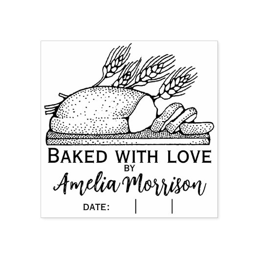 Rustikales Brotlaib/gebacken mit Liebe/Name/Datum Gummistempel (Prägung)