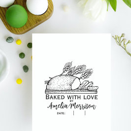 Rustikales Brotlaib/gebacken mit Liebe/Name/Datum Gummistempel
