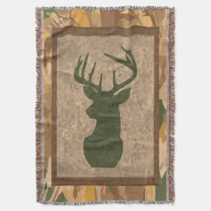 Rustikales Brown Camouflage Blanket mit Hirsch Decke