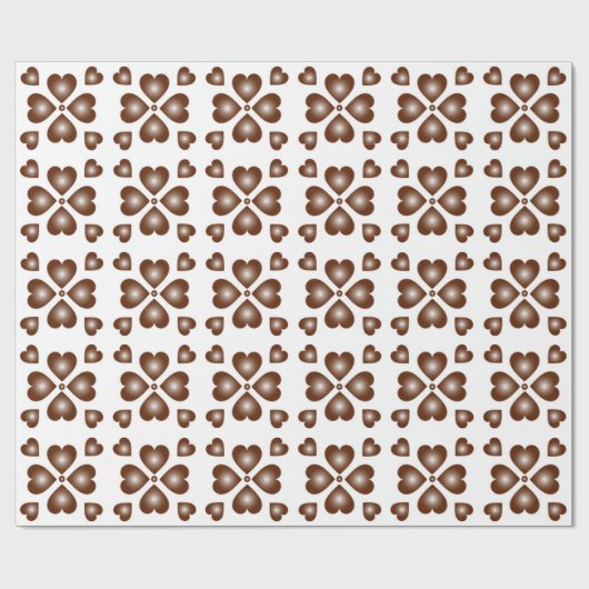 Rustikales Brown Heart Floral White Geschenkpapier (Flach)