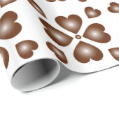 Rustikales Brown Heart Floral White Geschenkpapier (Rolleneckpunkt)