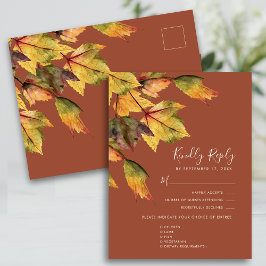 Rustikales Brown Herbst-Hochzeit RSVP Einladungspostkarte