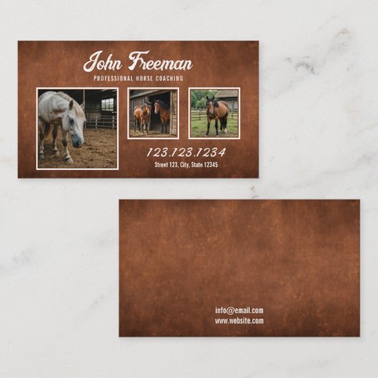 Rustikales Brown Horse Foto Reittiere Visitenkarte (Vorne/Hinten)