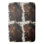 Rustikales Brown Patchwork Cowhide Badematte (Vorderseite Vertikal)