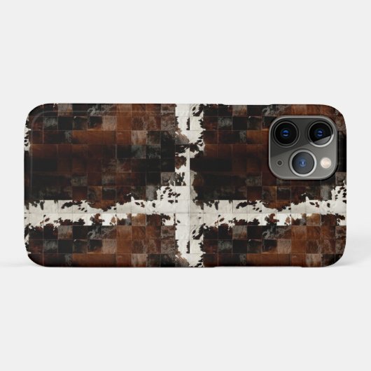 Rustikales Brown Patchwork Cowhide Case-Mate iPhone Hülle (Rückseite (Horizontal))