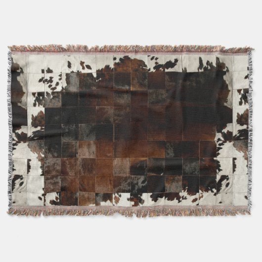 Rustikales Brown Patchwork Cowhide Decke (Vorderseite)