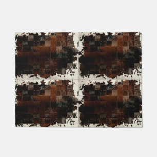 Rustikales Brown Patchwork Cowhide Fußmatte