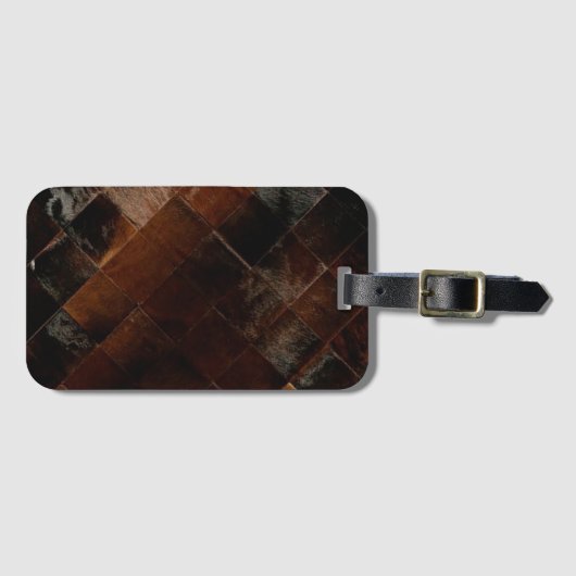 Rustikales Brown Patchwork Cowhide Gepäckanhänger (Vorderseite (Horizontal))