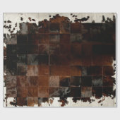 Rustikales Brown Patchwork Cowhide Geschenkpapier (Flach)