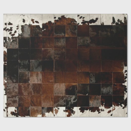 Rustikales Brown Patchwork Cowhide Geschenkpapier (Flach)