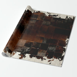 Rustikales Brown Patchwork Cowhide Geschenkpapier