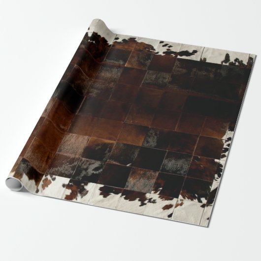 Rustikales Brown Patchwork Cowhide Geschenkpapier (Ungerollt)