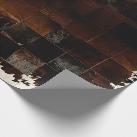 Rustikales Brown Patchwork Cowhide Geschenkpapier (Ecke)