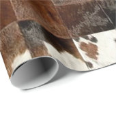 Rustikales Brown Patchwork Cowhide Geschenkpapier (Rolleneckpunkt)